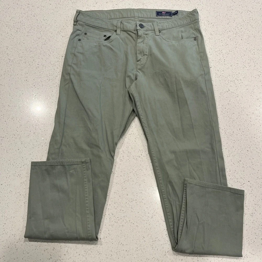 Vineyard Vines Mens 5 pocket pants 33x30 Green Stretch Casual Jeans